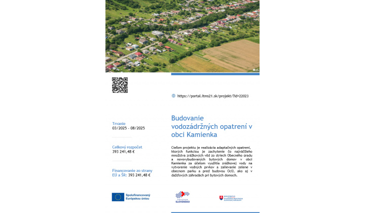 Budovanie vodozádržných opatrení v obci Kamienka
