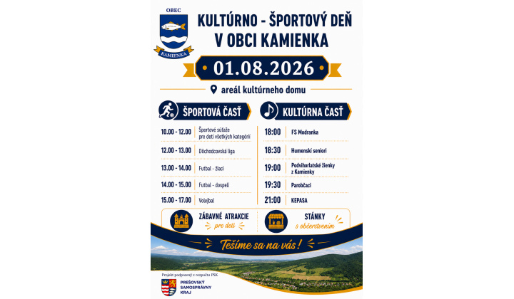 Kultúrno - športový deň 2026 v obci Kamienka
