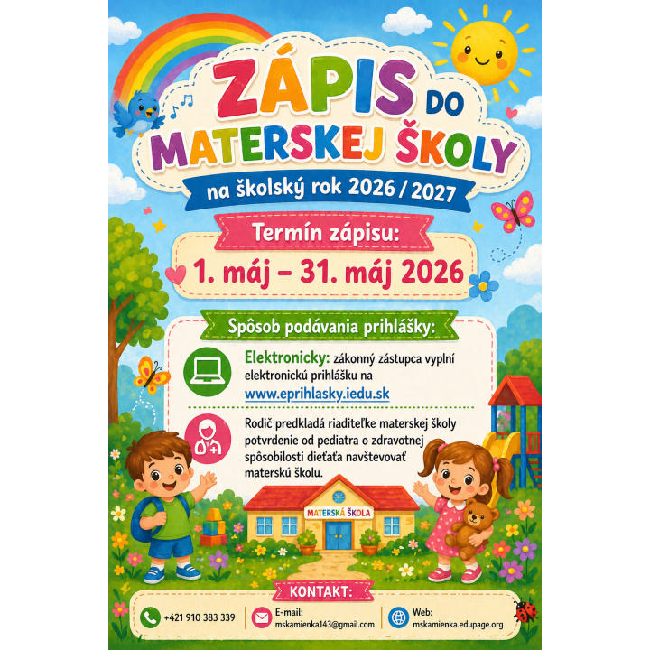 Zápis detí do Materskej školy v Kamienke